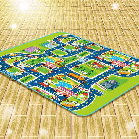 Tapis de jeu et d'activité, non toxique, grand et épais pour bébé, motif carte de la ville, avec sac de transport, pour enfants (1/5)