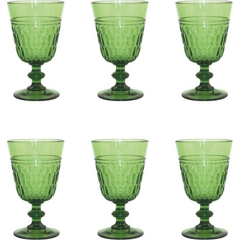 Lot de 6 Verres à Vin Verts en Acrylique pour Table et Réception - 9,8 x 9,8 x 16,5 cm - PANGIVO (1/5)