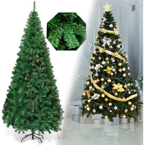 Costway – Sapin de Noël artificiel 240 cm – 1138 branches en PVC ignifuge – Support métal robuste pour stabilité – Convient intérieur/extérieur