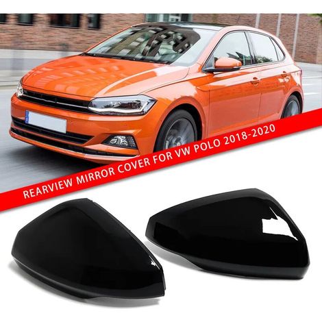 pz/set Gloss Black Car Side Specchio Retrovisore Tappi di Copertura Per Volkswagen Per VW Polo Mk6 AW GTI 2018 2019 2020 pratico (1/5)