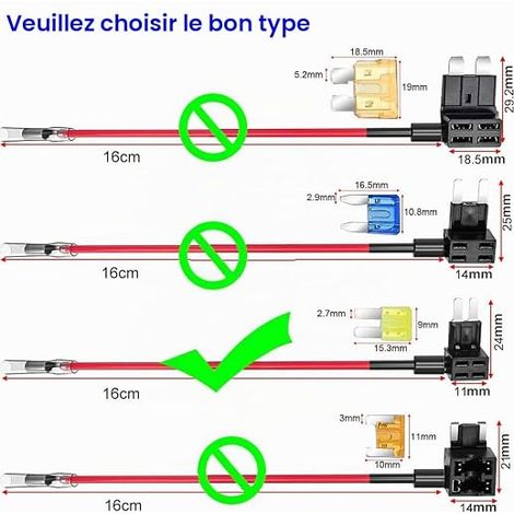Gebildet Micro 2Fuse Tap, Piggy Back Blade Fuse Holder with Wire Harness, Micro 2Fuses 5A 10A 15A and Fuse Extractor (1/4)