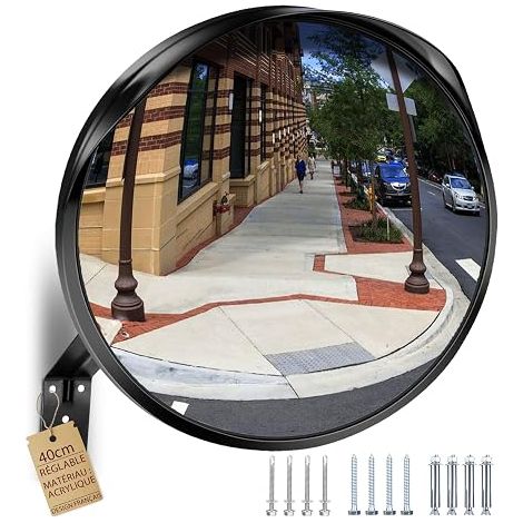 Miroir de Circulation 40 cm Acrylique 160° Miroir Routier Angles Morts Allée Rue Magasin Usage Intérieur Extérieur (1/5)
