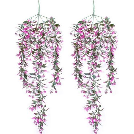 Guirlande Artificielle Vigne - 78 cm - Fleur Rose Rouge Vert - Pour Maison Jardin Mariage Festival - 2 Pièces (1/4)