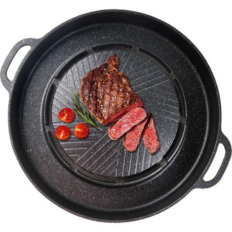 Padella per griglia e fonduta generica 2 in 1 - Piastra per barbecue - Padella antiaderente in alluminio per barbecue, cucina, tavolo da campeggio (1/5)
