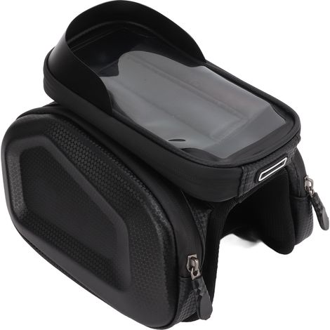 Sacoche de cadre vélo en cuir PU imperméable, visière transparente, sacoches latérales stables et durables, poche à téléphone pour smartphone de moins de 7,2 pouces (1/5)