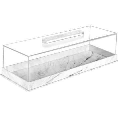 Plateau de service rectangulaire pour desserts avec couvercle transparent, boîte de présentation en acrylique pour gâteaux, plateau de rangement pour gâteaux, usage professionnel et domestique. (1/5)