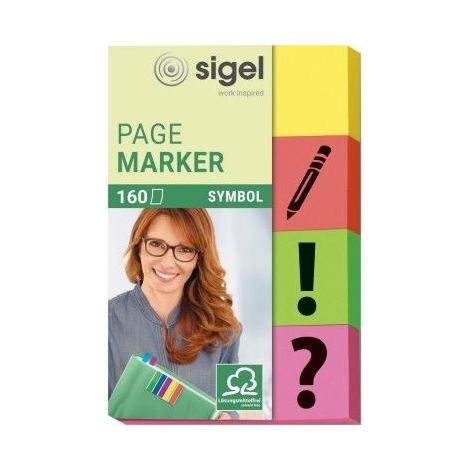 Sigel Haftmarker HN635 gelb, orange,grün,pink 4 x 40 Bl./Pack. (1/2)