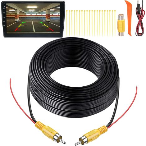 Cable RCA Video Male Male 15M avec 1 Adaptateur RCA Femelle Femelle et 1.5M Câble D'alimentation DC Câble D'extension de Caméra de Recul Vidéo Jack pour Moniteur et Caméra de Recul (1/5)