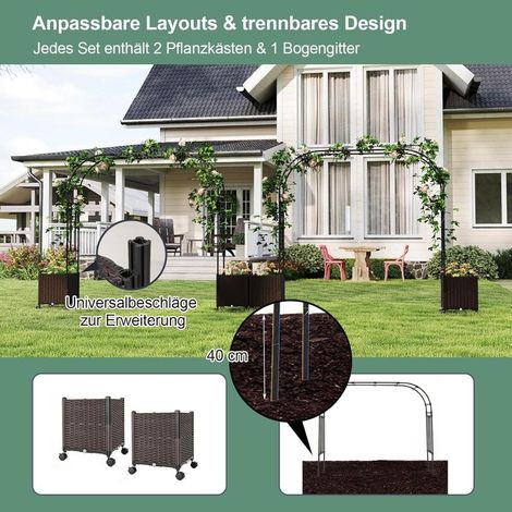 Pour fleurs, légumes et plantes grimpantes, arche de jardin mobile pour terrasse ou mariage avec 2 bacs et freins (1/5)
