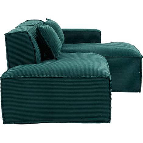 Gerade Sofa aus Textil, mit 2 Kissen und Federtasche, Polyester, Retrogrün (1/5)