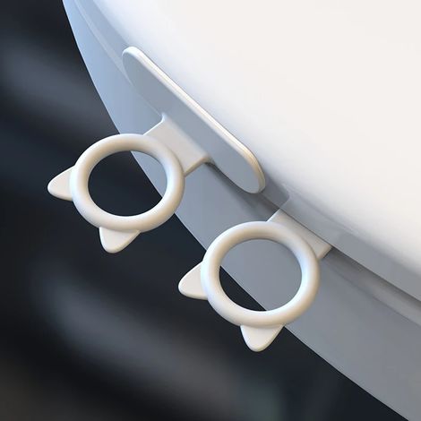 (blanc) Rehausseur de siège de toilette multifonction - Dispositif de levage pour siège de toilette - Évite de toucher la poignée du couvercle - Accessoire WC en forme d'anneau (1/5)