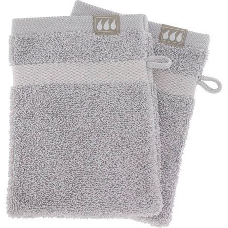 Set di 2 flanelle 15x21 cm 100% cotone - grigio chiaro - Tendance
