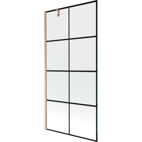 Mexen Next Duschwand 1-flügelig 90 x 150 cm, schwarzes Muster, gebürstetes Kupfer - 895-090-000-00-77-65 (1/5)