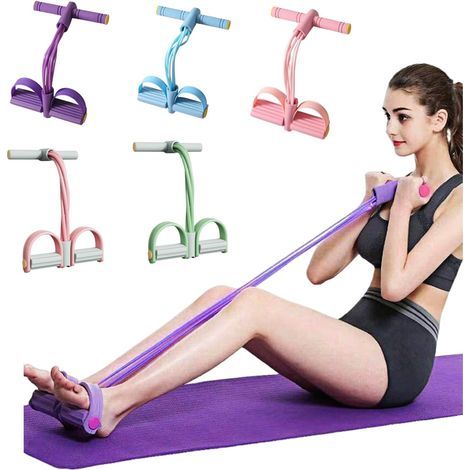 Cordes tension + bandes résistance - 1 pièce, 6 tubes pour pédale yoga abdominaux/taille/bras/jambes - Bleu étirements amincissants/entraînement (1/5)