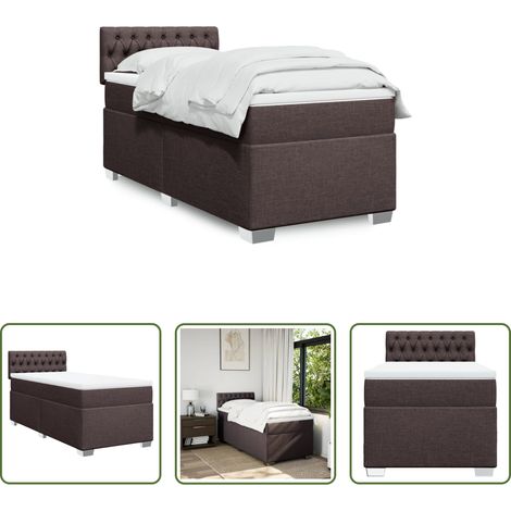 vidaXL Surmatelas -  Sommier à lattes de lit avec matelas Marron foncé 90x190 cm (1/5)
