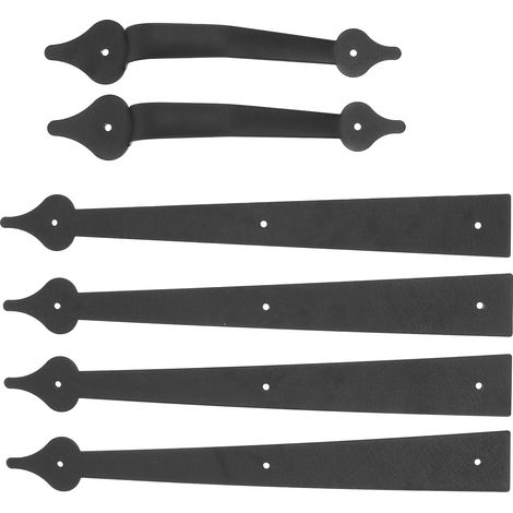 Poignée de porte de garage en acier au carbone, charnière décorative pour porte, abri de jardin ou garage/armoire (1/5)