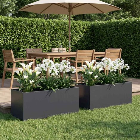 Cache-pot de jardin 2 pc Anthracite 100 x 40 x 40 cm (1/5)