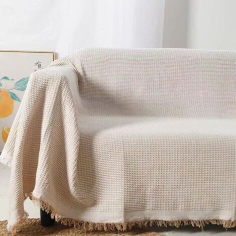 CSPARKV (180x260 cm)Couvre-lit,Couverture de salon en coton,Couverture pratique comme couverture de canapé ou couverture de canapé,Bed Throw Blanket,Jeté de lit de qualité supérieure en beige (1/5)