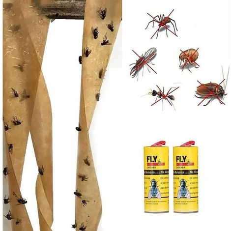 Lot de 20 pièges adhésifs pour mouches, bandes attrape-mouches pour intérieur et extérieur (1/4)