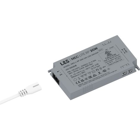 L&S LED Netzgerät MEC Lite RP 24V DC 20W Netzteil mit 4 LED-Anschlussbuchsen, Kurzschlussschutz, Überlastschutz, kompakt, energieeffizient, Euro-Flachstecker