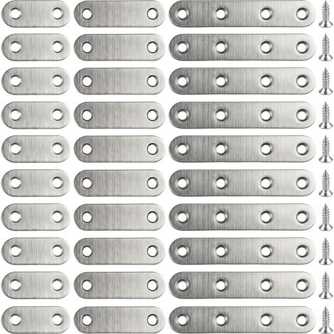 30 Pièces 76mm/55mm/36mm Support Plaque Acier Inoxydable Plaques D'assemblage à Lamelles, Equerre Plate avec Vis, Patte de Fixation Plate pour Réparation de Meubles en Bois, étagères (1/5)
