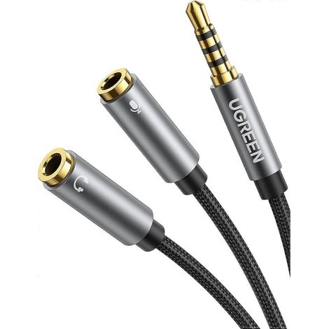 Adaptateur casque 3,5 mm, 2 femelles vers 1 mâle, type Y, avec microphone et audio, câble adaptateur TRRS stéréo, compatible Switch 2/PS4/PS5, Steam Deck et Xbox. (1/5)