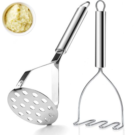 Presse-purée en acier inoxydable 2 pièces, ustensile de cuisine, presse-purée durable (1/5)