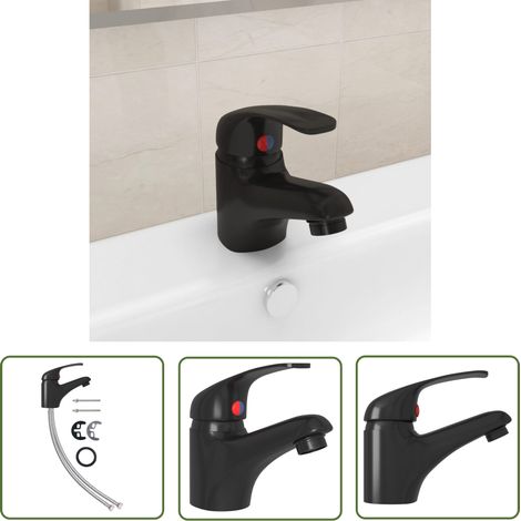 The Living Store Mitigeur de lavabo Noir 13x10 cm - Robinet De Lavabo - Mitigeur De Lavabo - Robinetterie - Sanitaire - Cuisine (1/5)