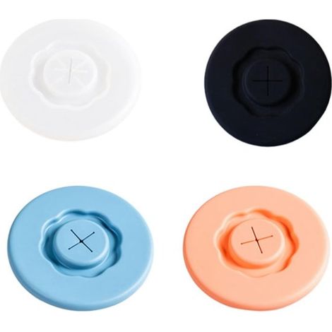 4 tapas de silicona elásticas，tapa de silicona universal，tapa de silicona con agujeros en cruz，tazas de té. Añade otra en color rosa melocotón (1/5)