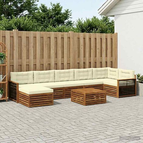 vidaXL Outdoor-Sofagarnitur mit Kissen 8 pcs Natur und Creme (1/5)