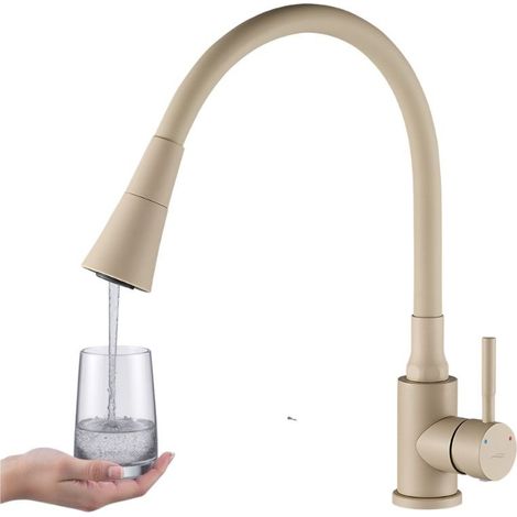 Rubinetto per lavello da appoggio SELVA Kuchinox con bocca flessibile, beige (1/5)