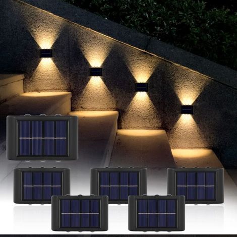 PCS Applique solaire pour clôture, Applique solaire étanche, pour terrasse, jardin, garage, piscine, 3000K lumière chaude (1/5)