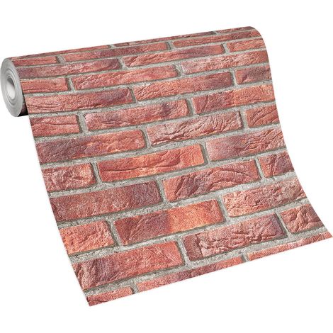 Papier peint imitation brique rouge – Tapisserie moderne effet fausse pierre – Pour cuisine – Résistant à l'humidité – Style industriel – Bricoflor (1/5)