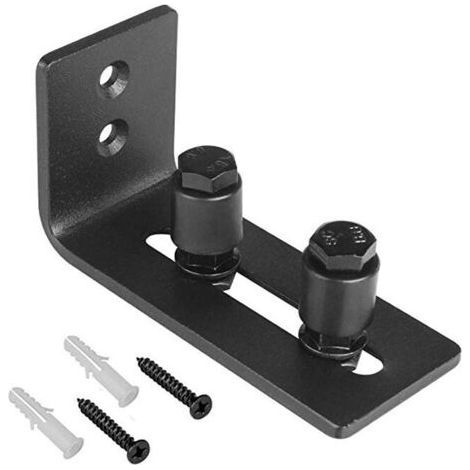 Guide de sol pour porte coulissante, rail de guidage de porte, rail de sol pour porte de grange coulissante, guide de sol réglable en acier au carbone avec support mural et support coulissant. (1/4)