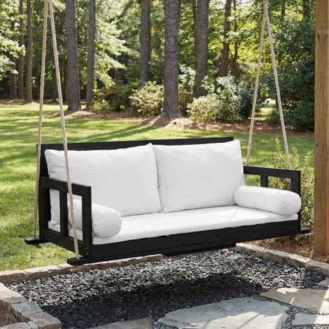 Fauteuil suspendu double, balancelle de jardin, comprenant l'assise et deux cordes (structure non incluse). Assise amovible et lavable, noir