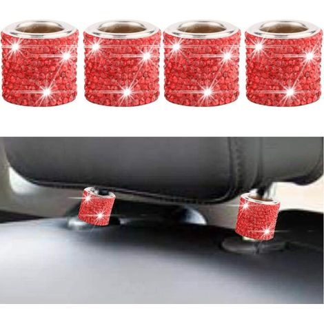 Anneaux de fixation pour appuie-tête de voiture, accessoires de siège automobile en strass, décoration d'anneau pour appuie-tête de voiture (rouge)