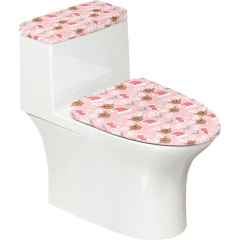 Housse Pour Cuvette De Toilette - Housse Pour Couvercle De Toilette - Lot De 2 Pièces - Élastique Extensible - Polyester Haute Élasticité - Universel (1/5)