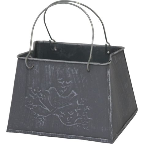 Pflanzgefäß Tasche M Zink 14 x 16 x 18 cm grau Blumentopf