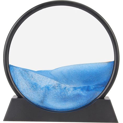 12-Zoll-Treibsandrahmen, 360° drehbares 3D-Rundbild, Tiefseelandschaft, Dekoration mit blauem Flüssigsand (1/5)