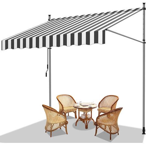 TolleTour Tenda da balcone grigio chiaro, 200x120 cm, regolabile, resistenza UV, per esterni