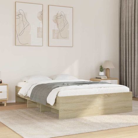 Cadre de lit sans matelas chêne sonoma 140x190 cm (1/5)