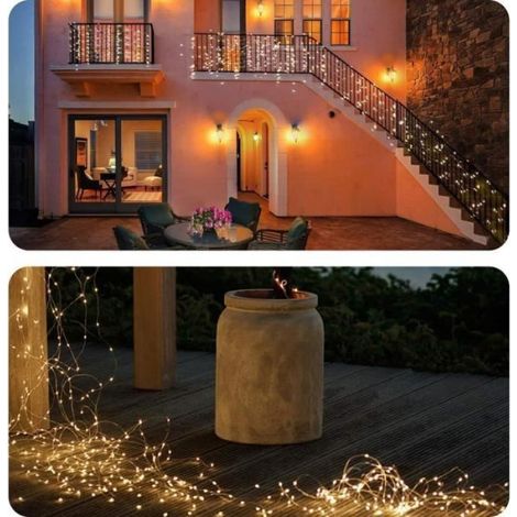 Lot de 2 Guirlandes Lumineuses Alimentées par USB Branchez avec 8 modèles d'éclairage et télécommande - Blanc chaud - 10M (1/4)