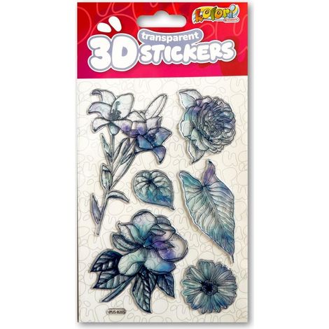 Adesivi 3D trasparenti con fiori blu