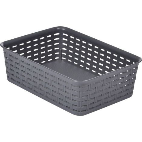 Panière de Rangement "Effet Tressé" 1,6L Gris