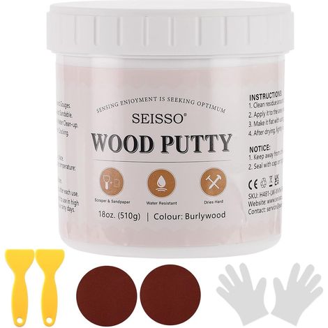 Holzkitt-Reparaturset, 500 g Holzkitt, Kitt für alle Holzarten, Holzreparaturspatel für Risse und Löcher in Holz auf allen Holzböden, Möbeln (Kiefernholz) (1/5)
