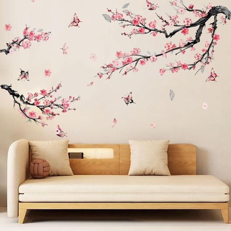 Stickers Muraux Grand Fleurs Rose Autocollant Mural Chinois (1/5)