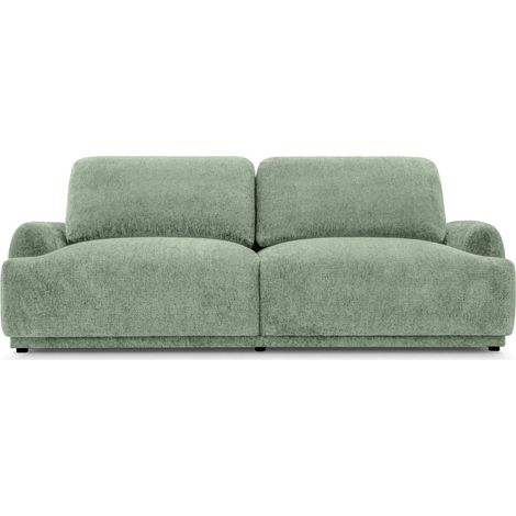 CLAUDIA - Canapé droit convertible tissu chenille 3 places Vert (1/5)