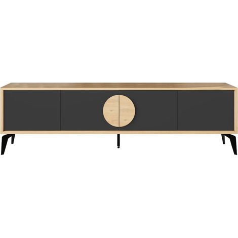 CALICOSY - Meuble TV 4 portes avec pieds en métal L180 cm - VAE