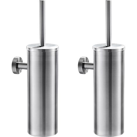AuraLum Max 2 pezzi Porta scopino per WC in acciaio inossidabile con porta scopino per WC da parete impermeabile per bagno WC, modello UE (1/5)