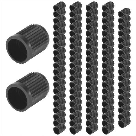 Lot de 100 bouchons de valve en plastique noir. Convient aux voitures, camions, motos et quads. Bouchon de valve Schrader. - JBMEDIA (1/4)